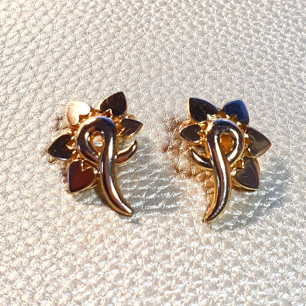 Monet Gold Tone Floral Swirl Clip-On Earrings